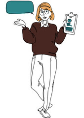 Woman with a clip tablet (raster color)