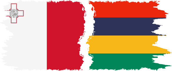 Mauritius and Malta grunge flags connection vector