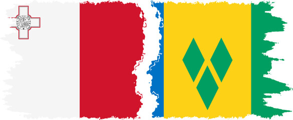 Saint Vincent and the Grenadines and Malta grunge flags connection