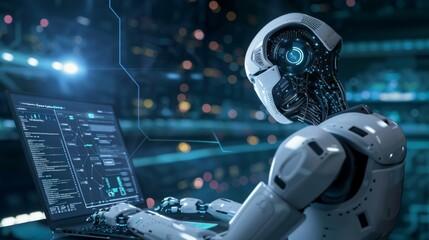 Fototapeta premium AI Analytics robot background