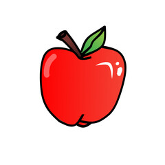 red apple with leaf