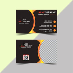 Obraz premium Luxuery and simple Clean Business Card and Double-sided creative business card template. landscape orientation and Modern Business Card. Vector illustration print template and simple clean template.