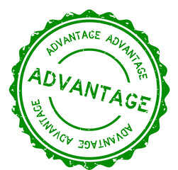 Grunge green advantage word round rubber seal stamp on white background