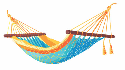 Net rope hammock for relax or rest vector flat illustration