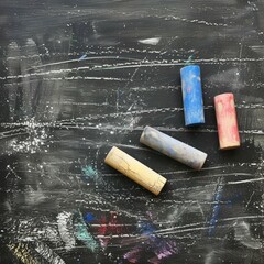 Blackboard covered in chalk dust. Education concept
