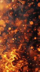 Obraz premium Detailed view of flames with smoke and sparks. Intense heat concept