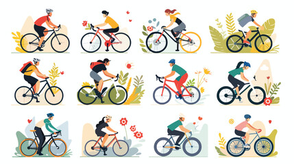 Outdoor bike race poster vector flat illustration