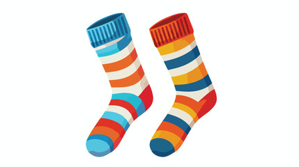 Pair of long socks with stripes pattern. Cotton feet