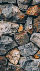 A close up of a wall made of rocks