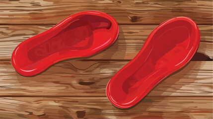 Pair of red orthopedic insoles gumshoes and slippers