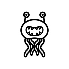 Alien line icon. Alien icon. Alien icon isolated on white background. Transparent background, minimalist symbol. Vector images