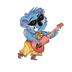 Funny koala with a guitar