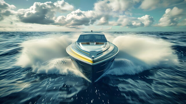 Rennboot im Wasser - Motorboot Wallpaper - Speedboot Illustration - Ki-Ai generiert