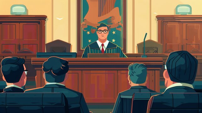 Lawyer in the Courtroom: In the courtroom, a lawyer passionately presents their case, arguing before the judge and jury to defend their client's rights