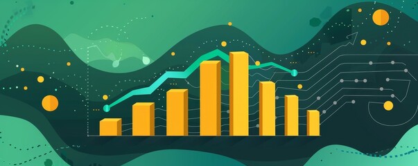 Obraz premium A presentation slide with a growth chart and key performance indicators