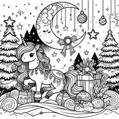 A coloring page of a unicorn meaning art attractives.