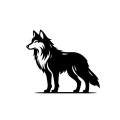 Wolf vector illustration. Hand drawn line style wolf design