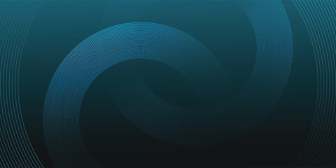 Abstract blue glowing geometric lines on dark blue background. Modern shiny blue circle lines pattern. Futuristic technology concept.