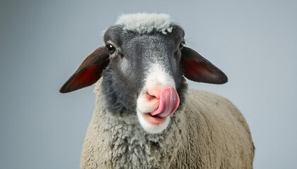 Playful Sheep Sticking Out Tongue