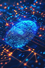Futuristic Fingerprint Scan with Digital Interface - Biometric Security Concept