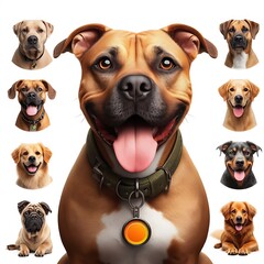 A dog with different faces image card design attractive lively image.