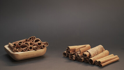 Cinnamon sticks in dark background