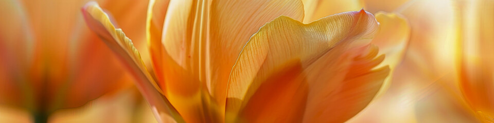Close Up of Vibrant Orange and Yellow Tulip Petals in Bloom