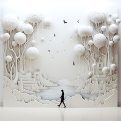 Abstract 3d illustration of mushrooms. Creative design background with copy space.