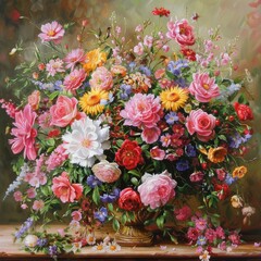 A Captivating Display of Mixed Flowers in a Bouquet