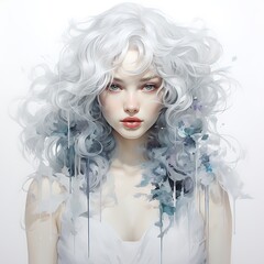Beautiful girl with butterflies in her hair. 3d illustration.