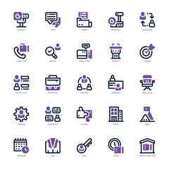 Business Meeting icon pack for your website, mobile, presentation, and logo design. Business Meeting icon dual tone design. Vector graphics illustration and editable stroke.