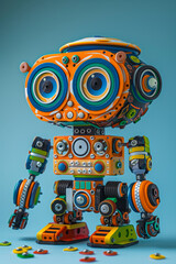 Fototapeta premium Colorful kit for kids to build robots, fostering STEM skills.