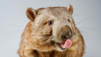 Wombat Sticking Out Tongue - Adorable and Playful Moment