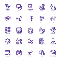 Business Meeting icon pack for your website, mobile, presentation, and logo design. Business Meeting icon basic line gradient design. Vector graphics illustration and editable stroke.