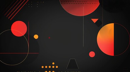 Obraz premium creative colorful geometric shape triangle circle triangle and line, minimal modern trend design elements color on black abstract background, banner , flyers design, Generative