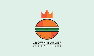 Vector king crown burger simple logo icon