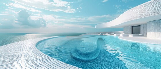 A 3D render of an artistic swimming pool