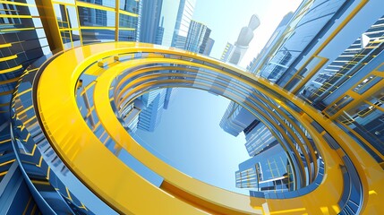 Digital technology yellow blue futuristic modern urban poster background