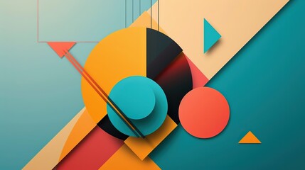 creative colorful geometric shape triangle circle dot and line, minimal modern trend design elements abstract background, banner , flyers design, Generative