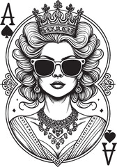 Adobe Illustrator Artwork. play card queen in glasses