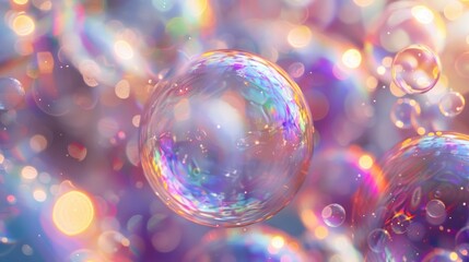 A colorful bubble with a rainbow inside