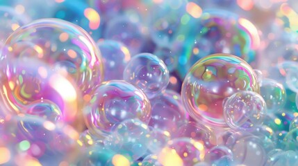 Colorful bubble with a rainbow inside. Iridescent light concept