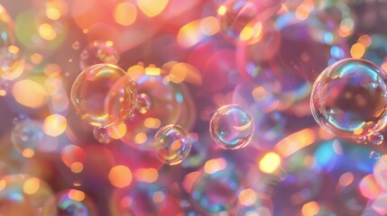 Rainbow inside a colorful bubble. Reflective light concept