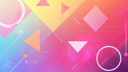 creative colorful geometric shape triangle circle dot and line, minimal modern trend design elements abstract background, banner , flyers design, Generative