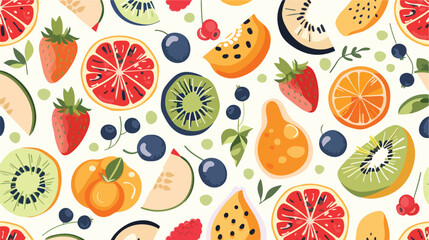 Seamless fruity pattern. Tropical background with sum