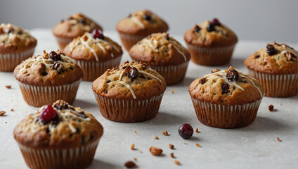Close-up delicious muffin on white background