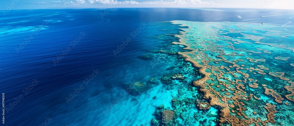 Canvas Prints An aerial view of a sprawling barrier reef