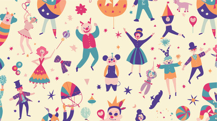 Seamless pattern with different circus artists 