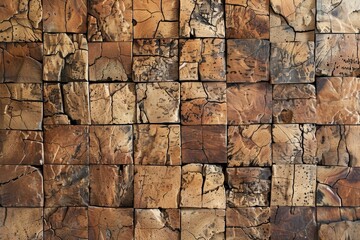 Piece of wood with numerous cracks and holes. Weathered texture concept