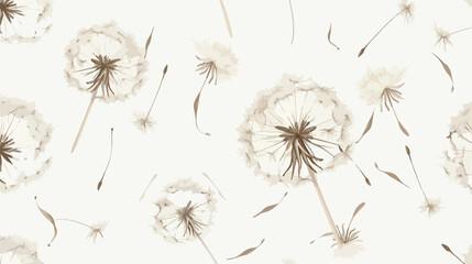 Seamless pattern with flying dandelion seeds or achen